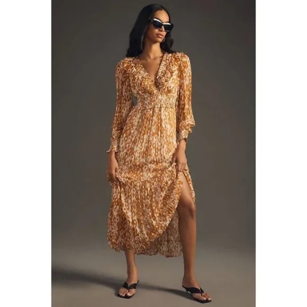 NWT Anthropologie Odetta Ruffled V-Neck Dress XL